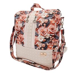   Elegance Női Hátitáska és Válltáska (Rózsaszín rózsás 2)