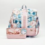 Elegance Női Hátitáska és Pénztárca Szett (Türkisz-rózsaszín)