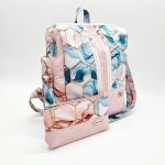 Elegance Női Hátitáska és Pénztárca Szett (Türkisz-rózsaszín)