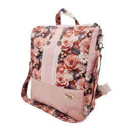   Elegance Női Hátitáska és Válltáska (Rózsaszín rózsás 1)