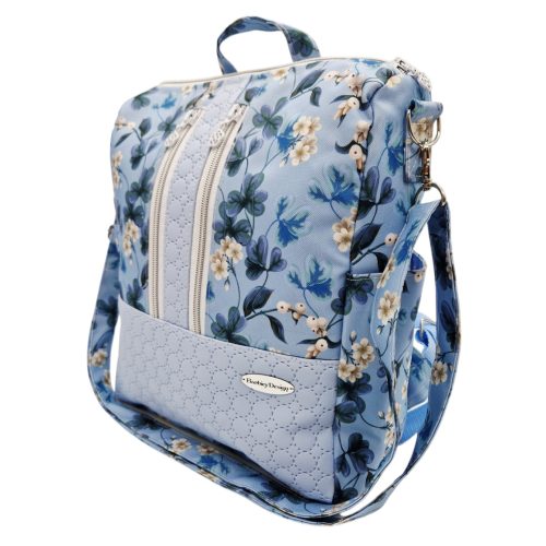 Elegance Női Hátitáska és Válltáska (Kék virágos)