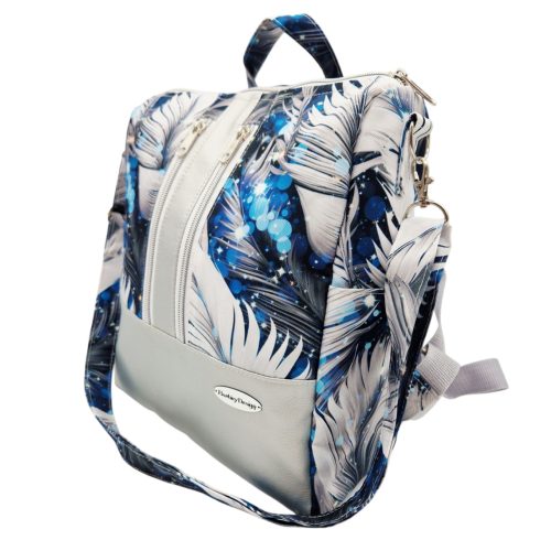 Elegance Női Hátitáska és Válltáska (Kék tollpihés)