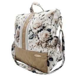 Elegance Női Hátitáska és Válltáska (Fehér rózsás)